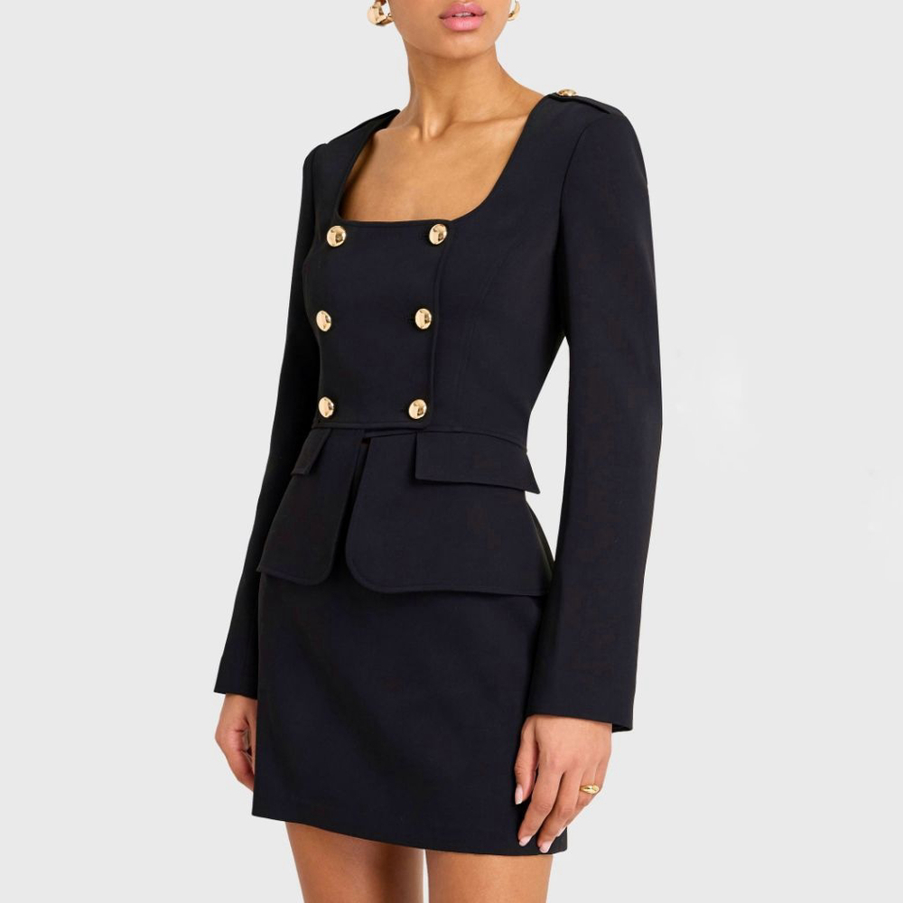 Amanda Uprichard Tompkins dress black gold mini suit women's size large new NWT